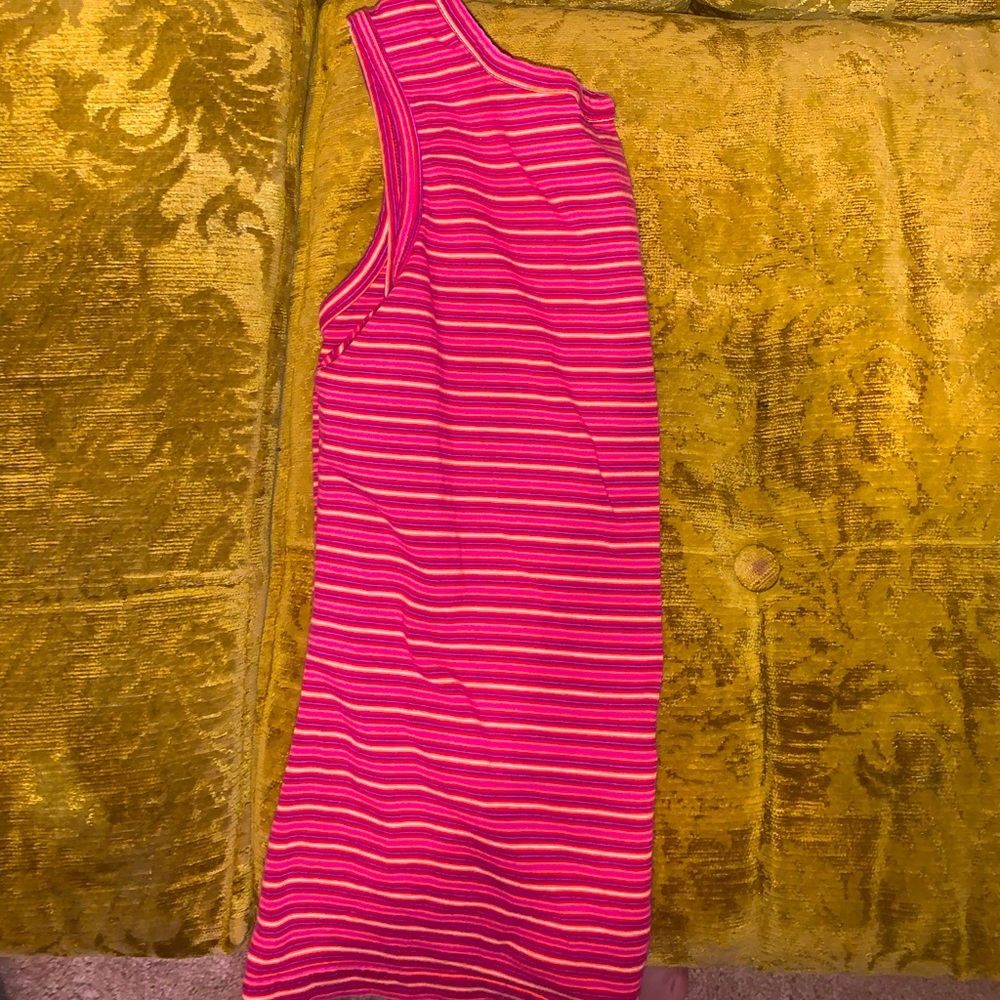 Orange/Red striped tank top.